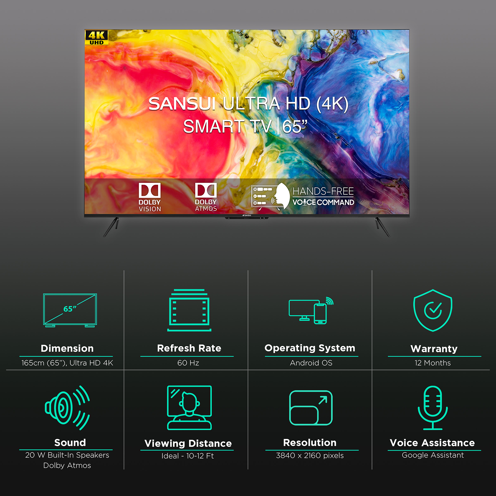 Buy Croma 165 cm (65 inch) QLED 4K Ultra HD Google TV with Dolby Atmos  Online - Croma