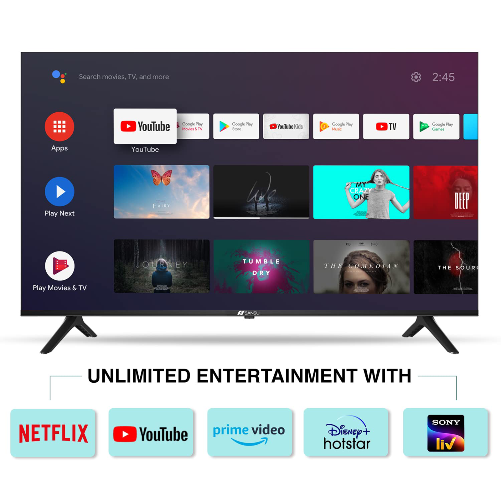 Buy SANSUI 109 cm (43 inch) 4K Ultra HD LED Android TV with Dolby Atmos  (2022 model) Online – Croma