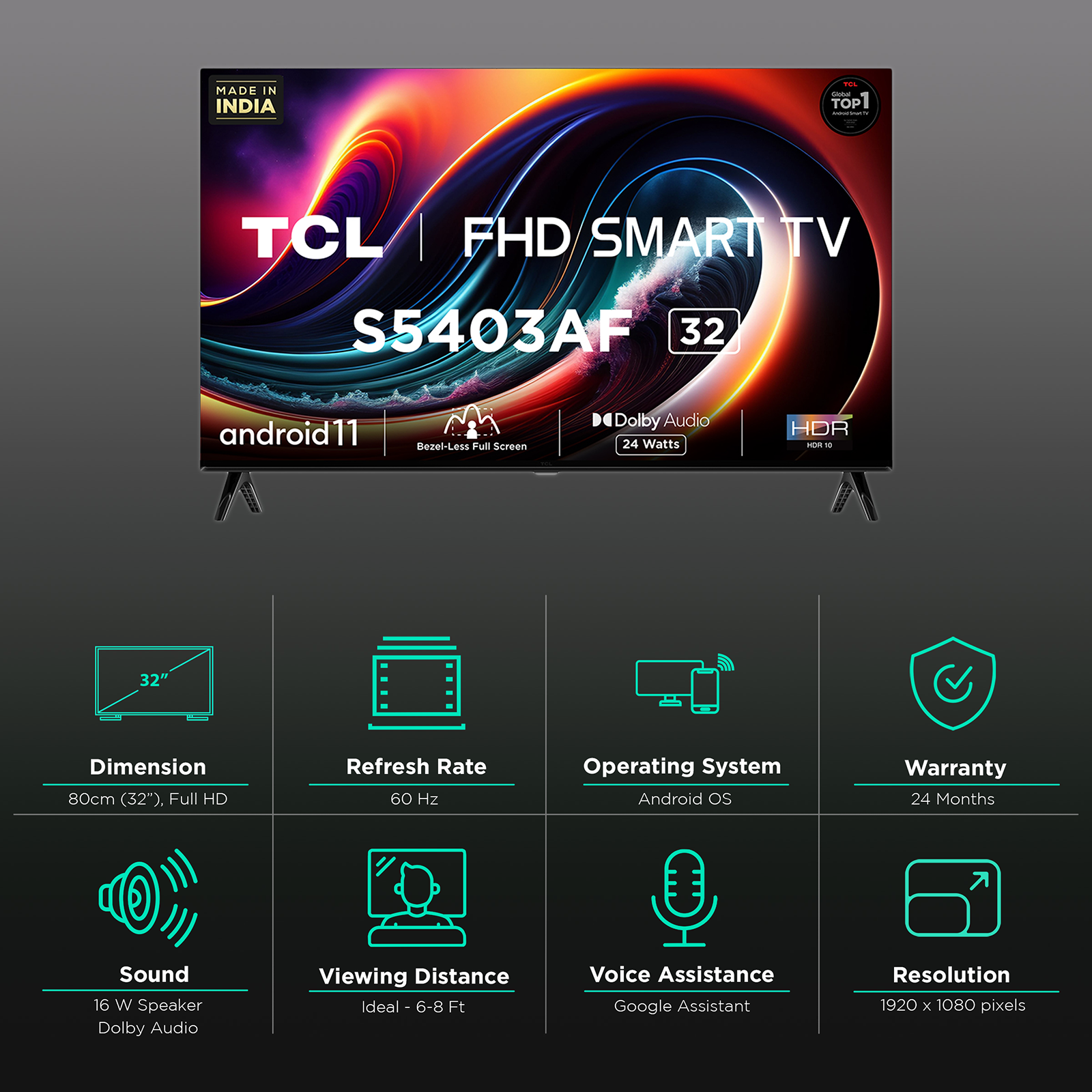 Buy TCL 81.28 cm (32 inch) Full HD LED Smart Google TV, Bezel-Less S Series  32S5400 at Best Price on Reliance Digital