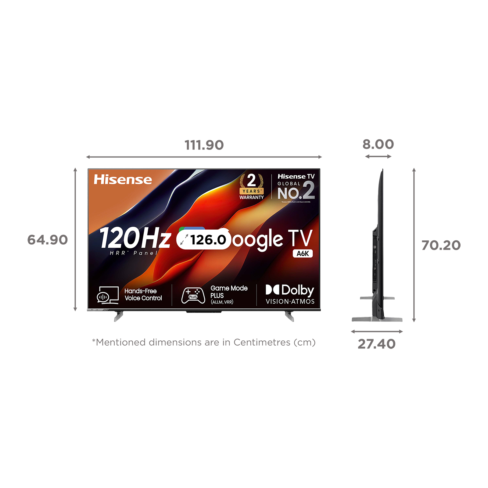 TV LED 50 (127 cm) Hisense 50A6K, 4K UHD, Smart TV