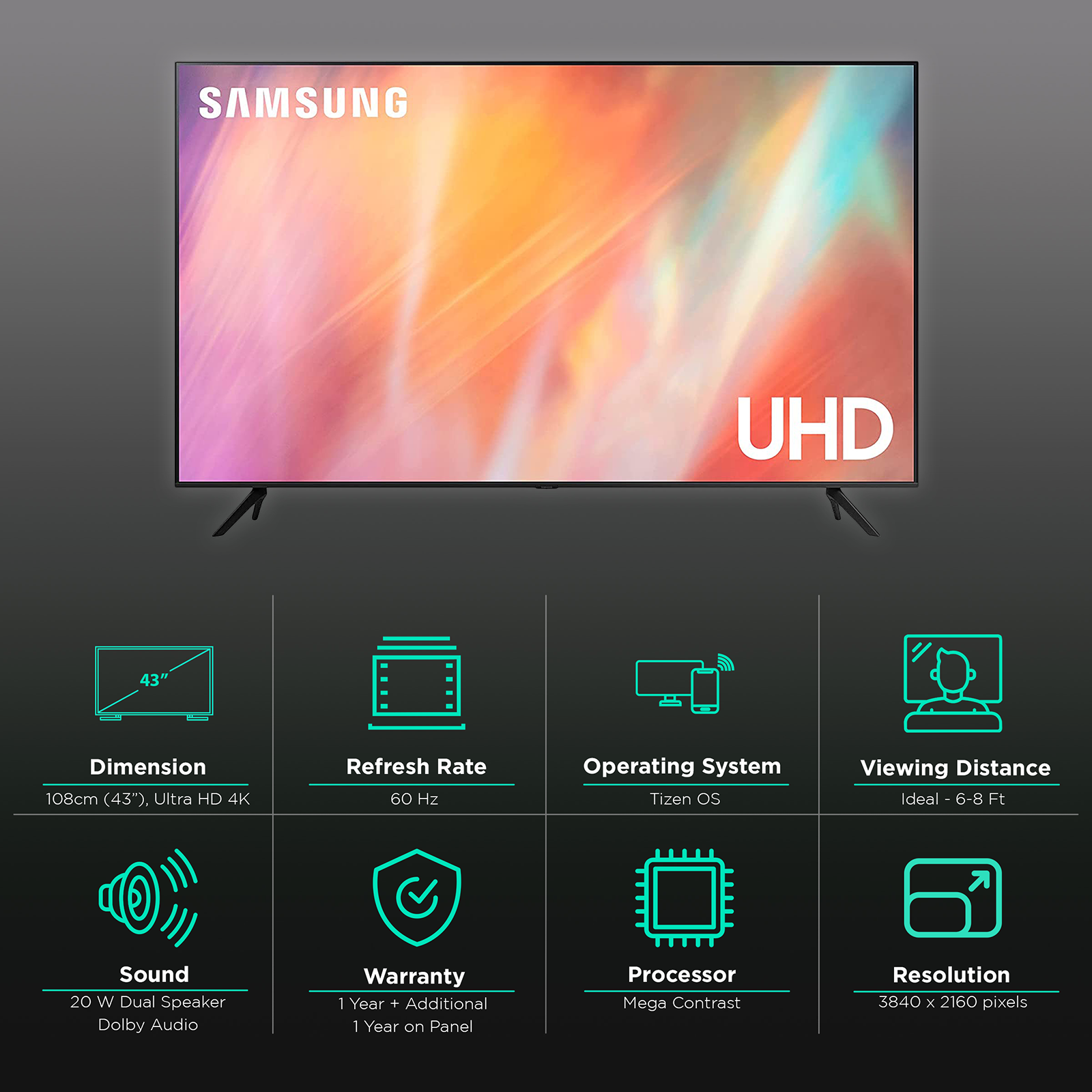 Samsung UE43AU7105KXXC 43 LED UltraHD 4K