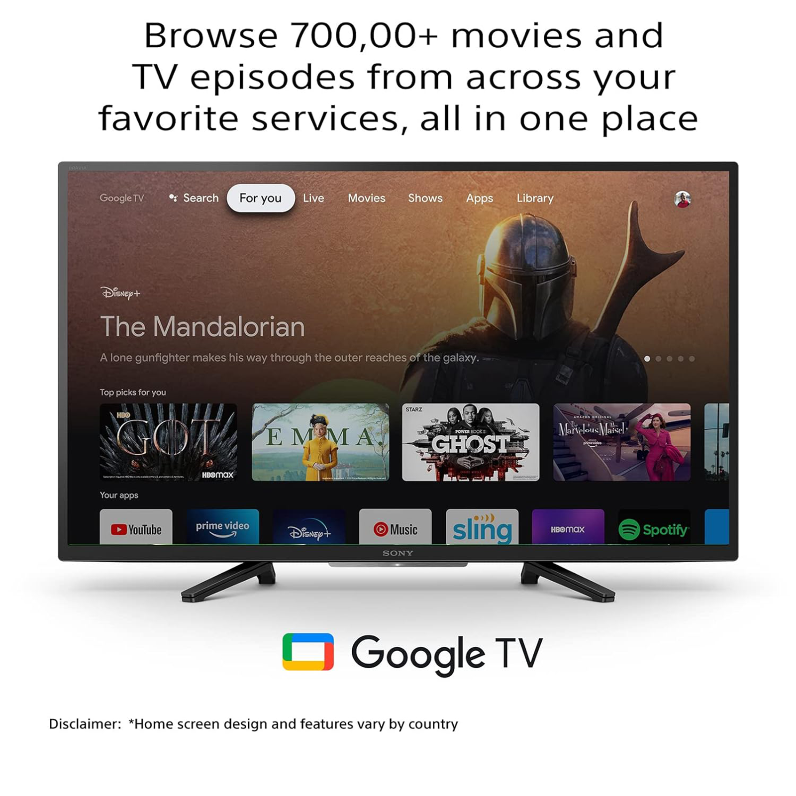  Sony 32 Inch 720p HD LED HDR TV W830K Series with Google TV and  Google Assistant-2022 Model, Black : Electronics