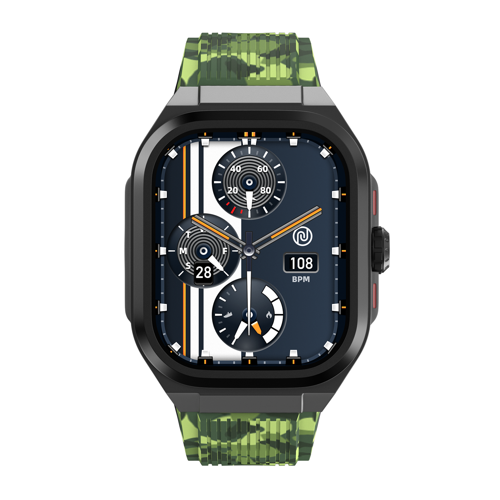 noise ColorFit Thrill Smartwatch with Bluetooth Calling (50.8mm, 1.5ATM Water Resistant, Camo Green Strap)