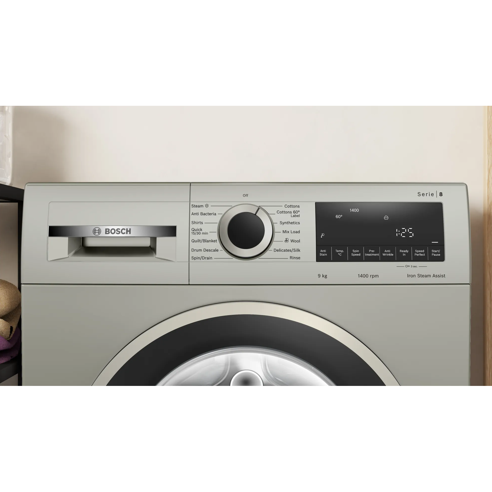Buy BOSCH 9 kg Fully Automatic Front Load Washing Machine (Series 8,  WGA1440XIN, Multiple Water Protection, Silver Inox) Online - Croma