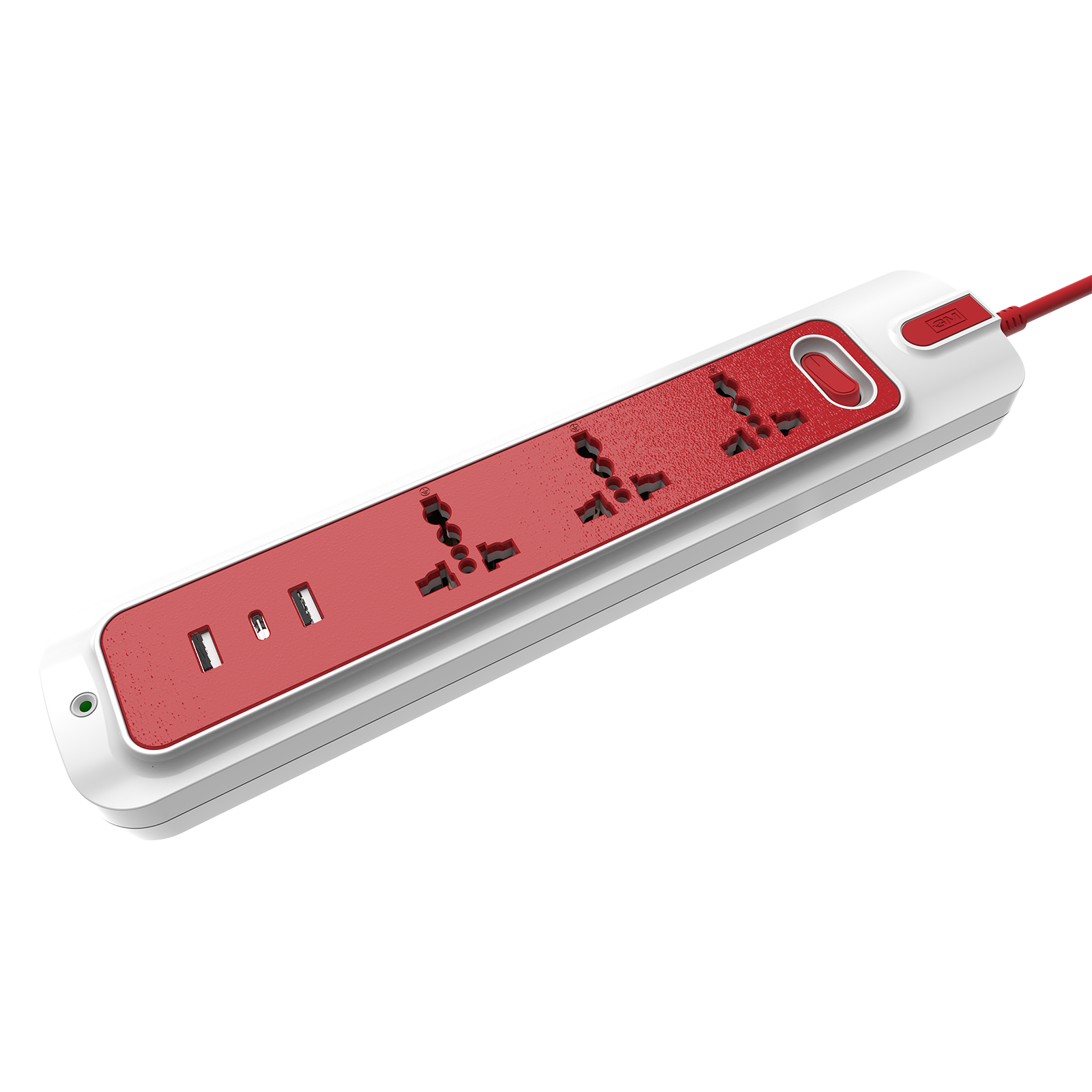 GM Lemoid 10 Amps 3 Sockets Surge Protector (Thermal Trip Technology, 3290, Red/White)