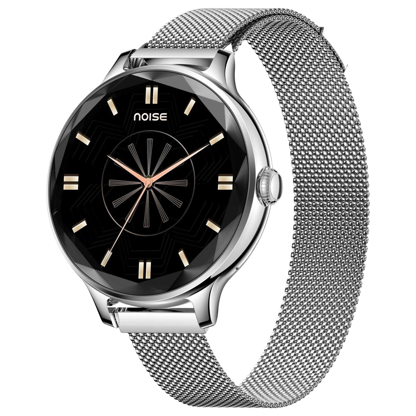 noise NoiseFit Diva Smartwatch with Bluetooth Calling (27.9mm AMOLED Display, Silver Link Strap)