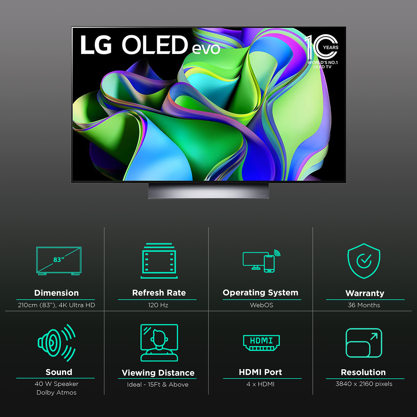 Pantalla Smart TV LG OLED de 83 pulgadas 4K/UHD OLED83C3PSA