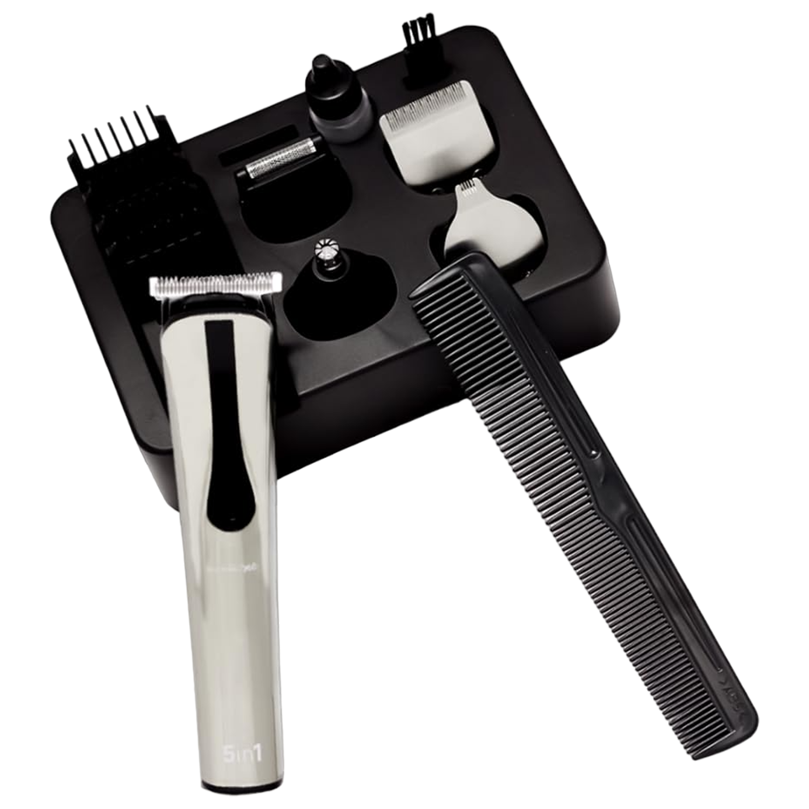 

Ikonic Express Rechargeable Cordless Dry Trimmer for Hair with 12 Length Settings for Men (90mins Runtime, 5 in 1, Silver)