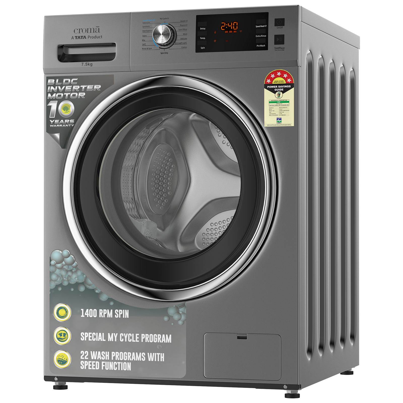 tata croma washing machine 7.5 kg