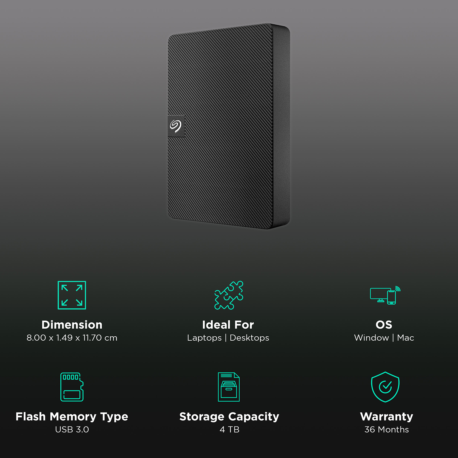 Seagate ExpansionPLUS 4TB External Hard Drive - USB 3.0 with Rescue Data  Recovery (STKR4000400) 