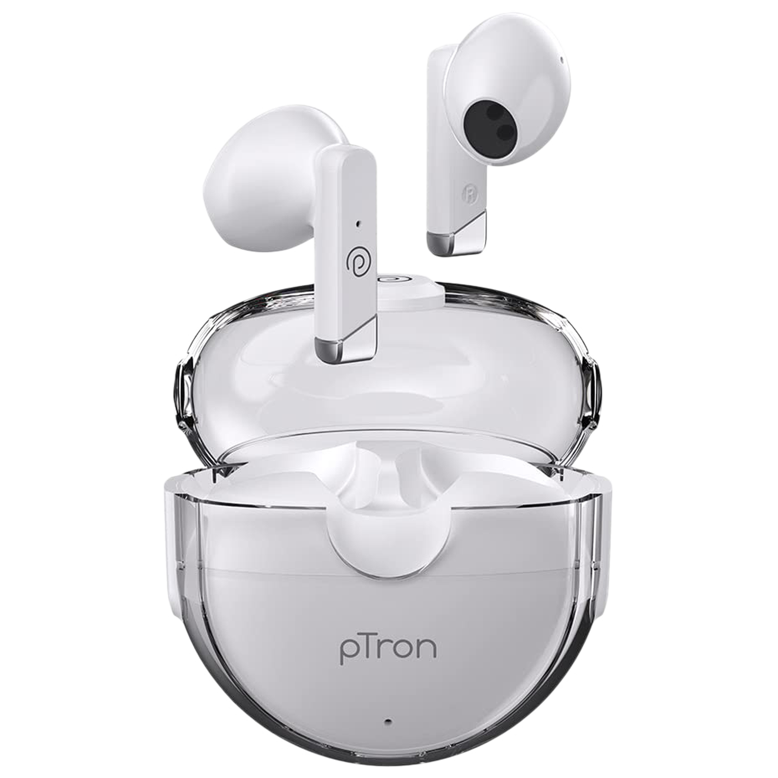 pTron Bassbuds Fute 140318216 TWS Earbuds with Passive Noise Cancellation (IPX4 Water Resistant, Immersive Audio, White)
