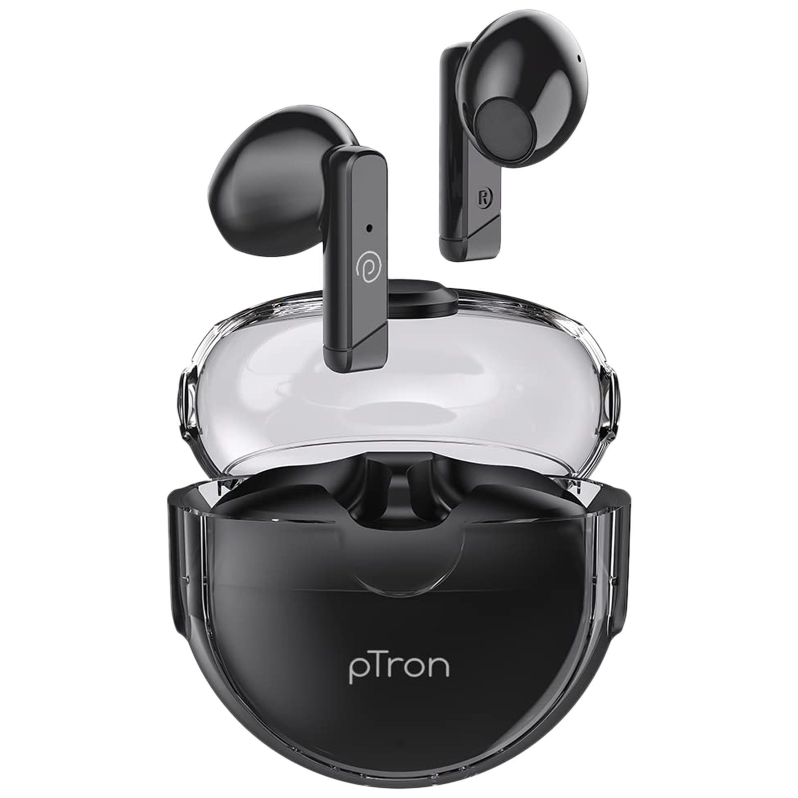 pTron Bassbuds Fute TWS Earbuds with Passive Noise Cancellation (IPX4 Water Resistant, Immersive High Definition Balanced Sound, Black)