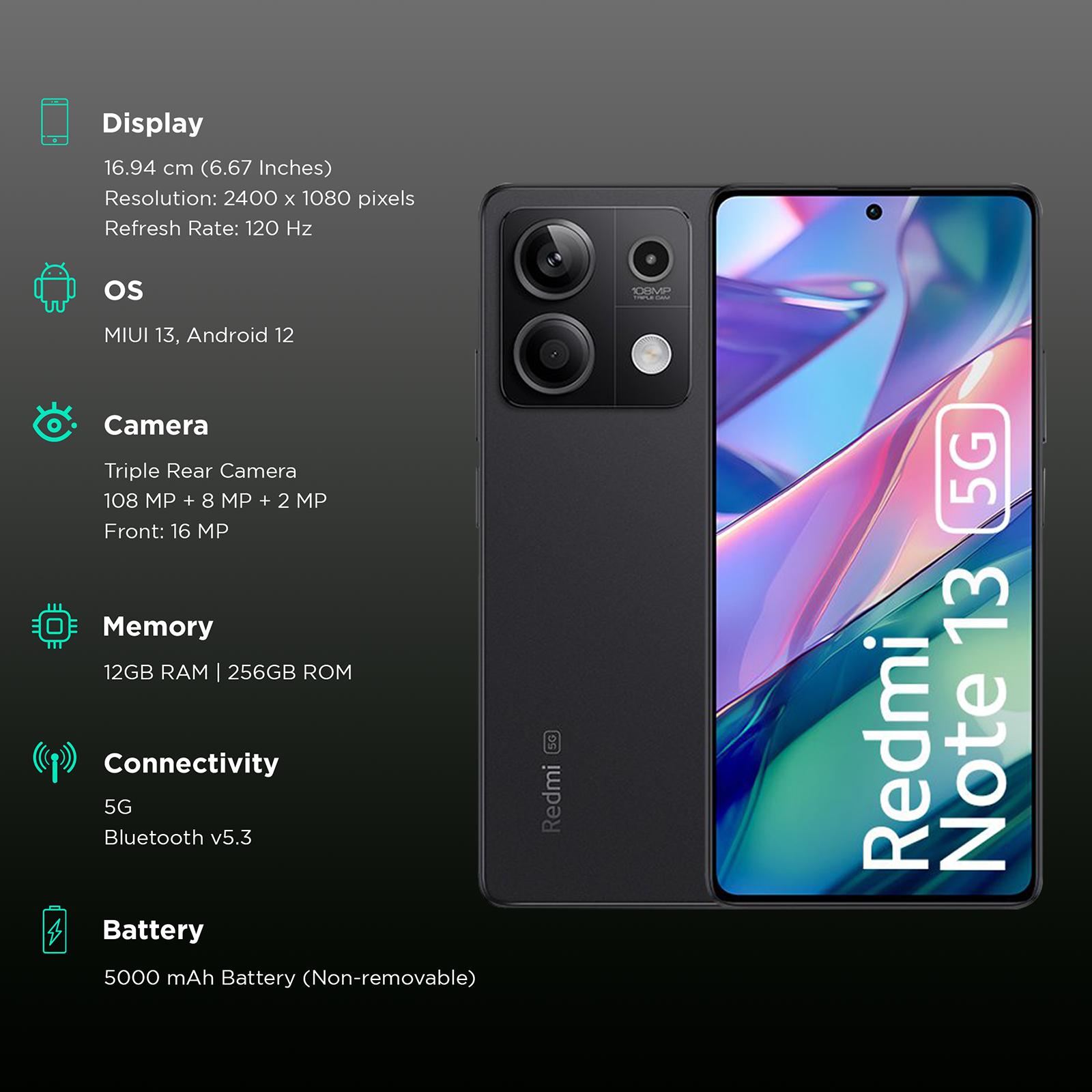 Buy Redmi Note 13 Pro 5G (12GB RAM, 256GB, Arctic White) Online - Croma