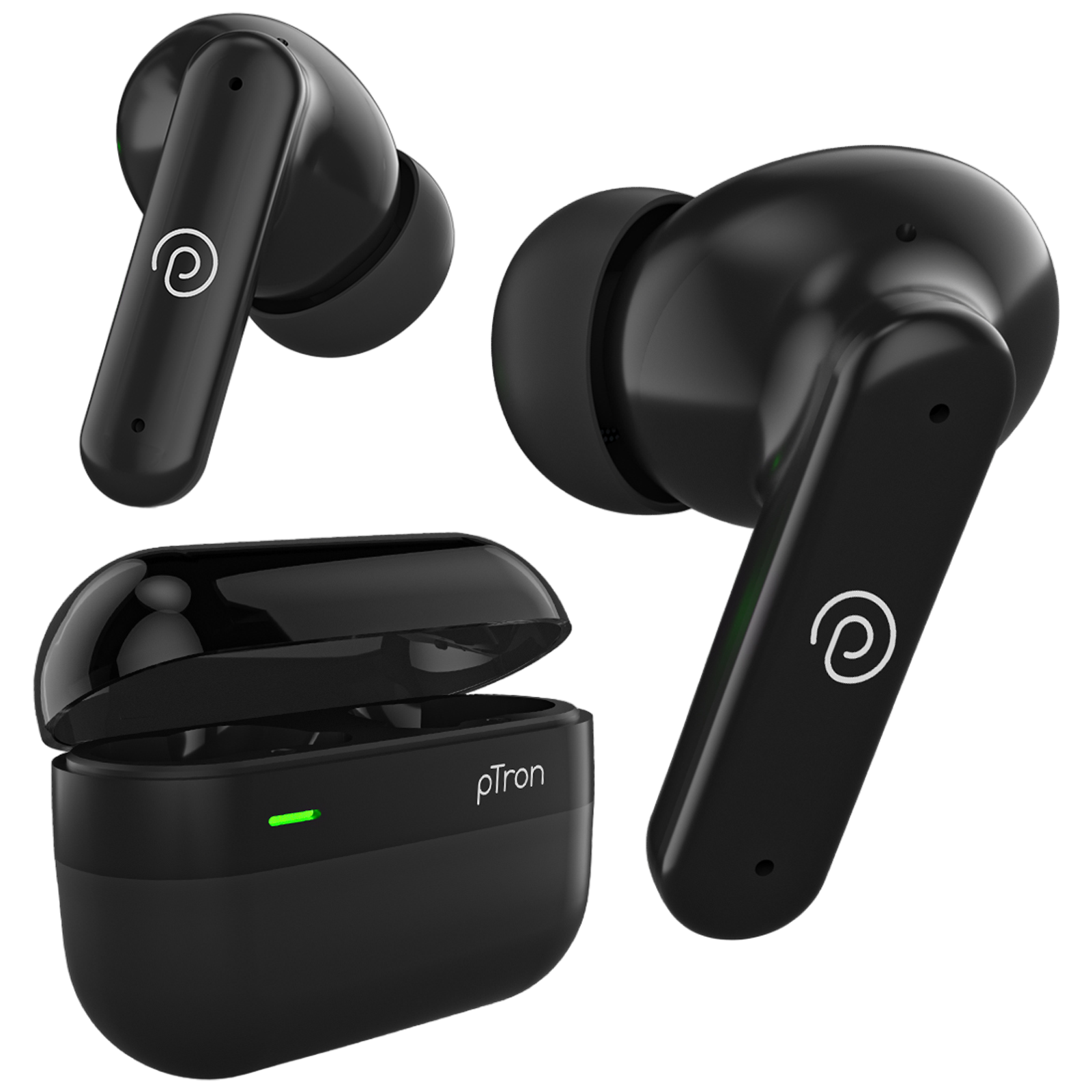 pTron BudSENS 1 TWS Earbuds with Active Noise Cancellation (IPX5 Water Resistant, Fast Charging, Black)
