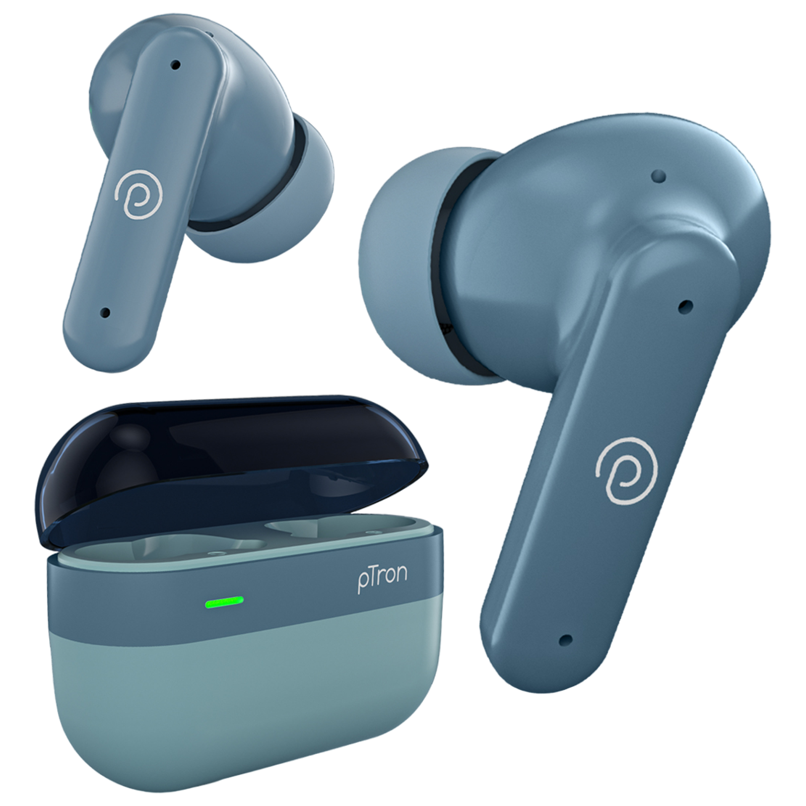 pTron BudSENS 1 TWS Earbuds with Active Noise Cancellation (IPX5 Water Resistant, Fast Charging, Blue)