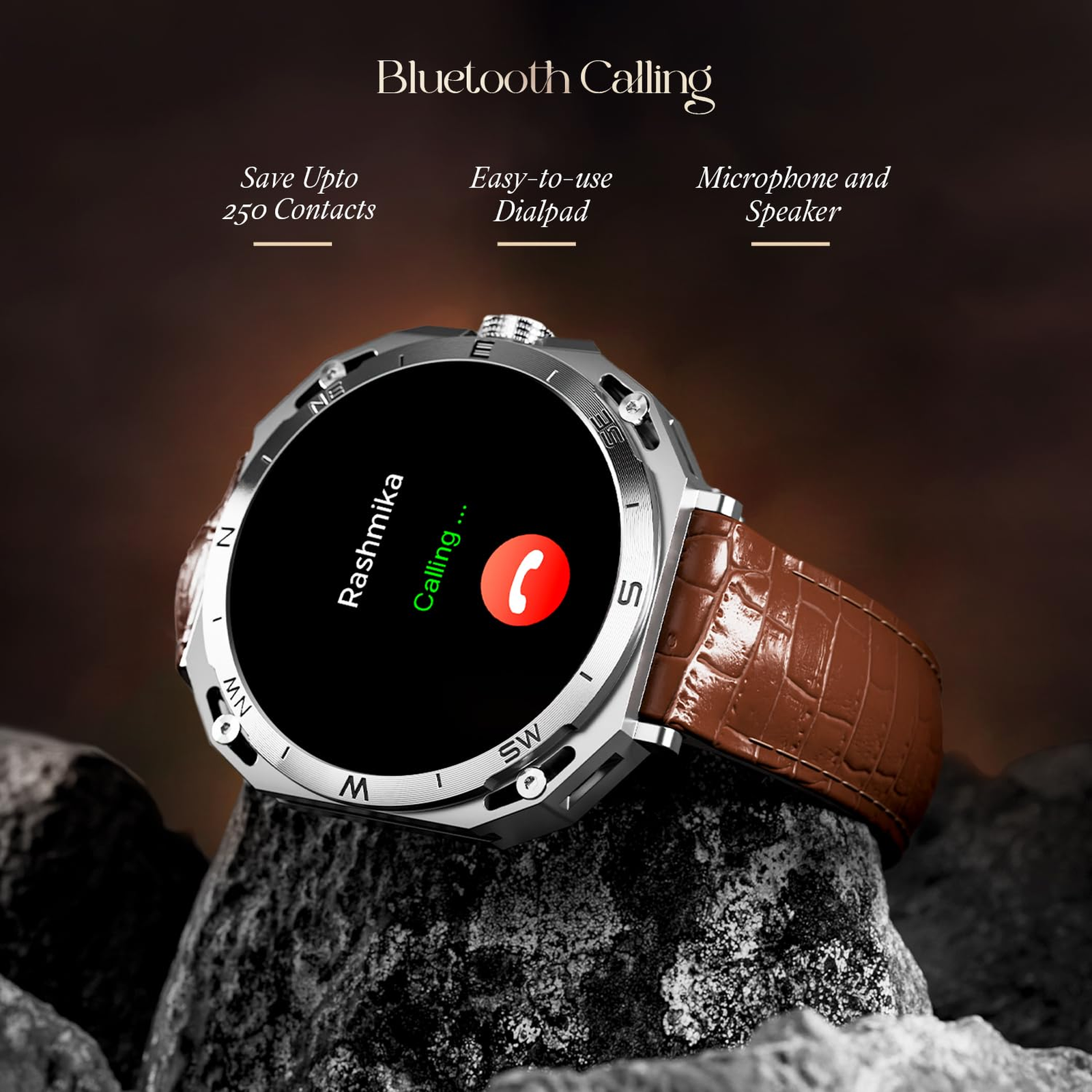 Buy boAt Enigma Z20 Smartwatch with Bluetooth Calling (38.35mm HD Display,  IP68 Water Resistant, Brown Leather Strap) Online - Croma