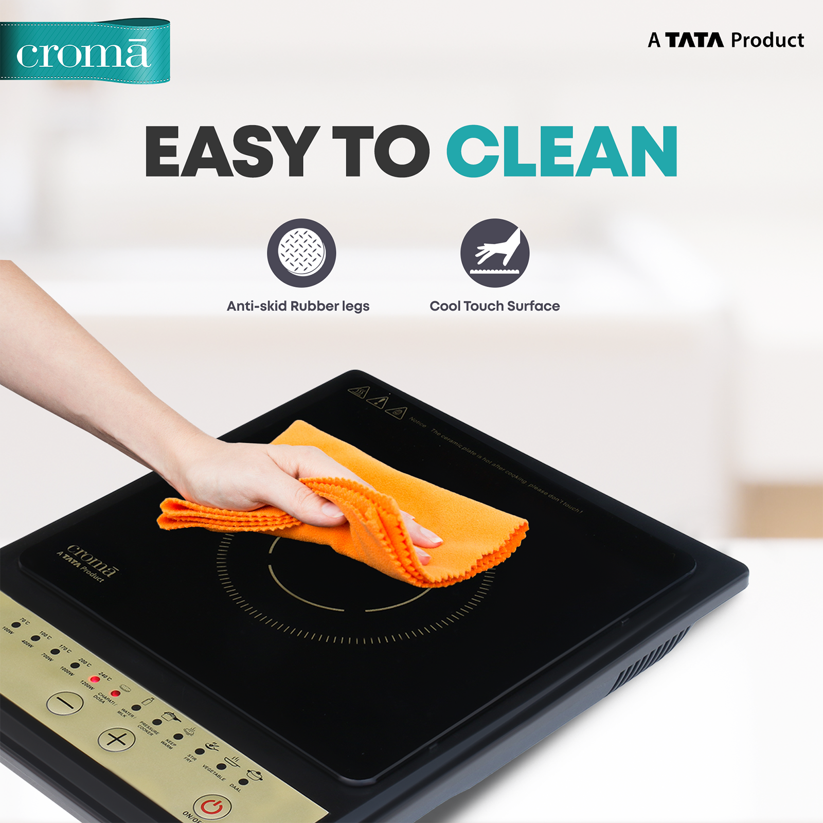Buy Croma 1200W Induction Cooktop with 7 Preset Menus Online - Croma