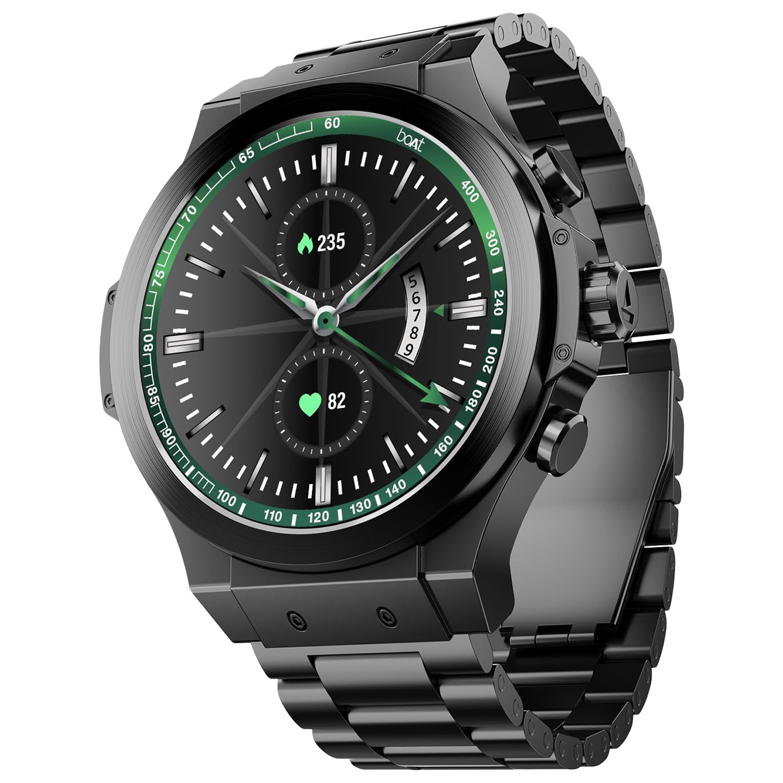 boAt Enigma X400 Smartwatch with Bluetooth Calling (36.8mm AMOLED Display, IP67 Sweat Resistant, Black Strap)