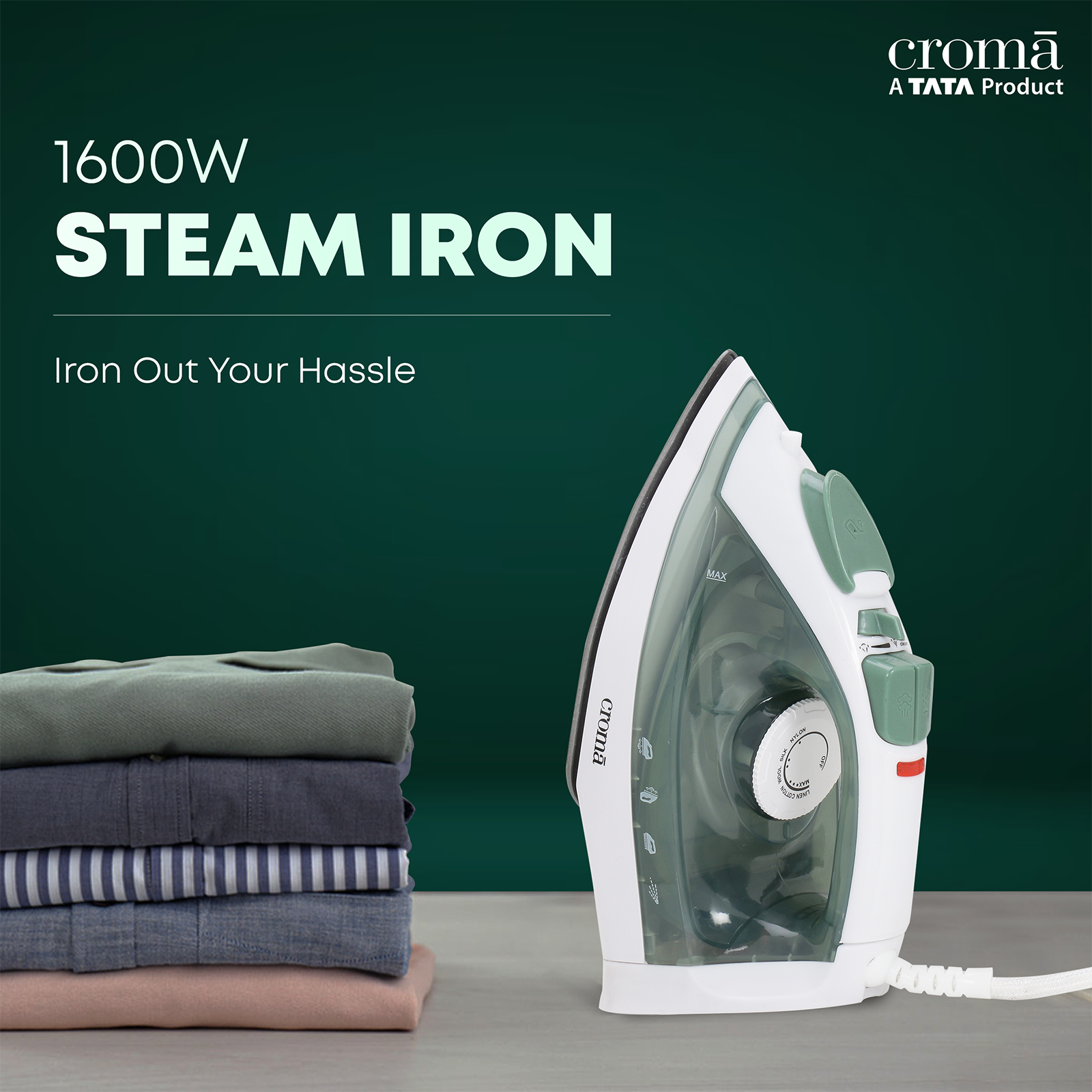 Buy Croma 1600 Watts Steam Iron (Overheat Safety, CRAH2053, Grey