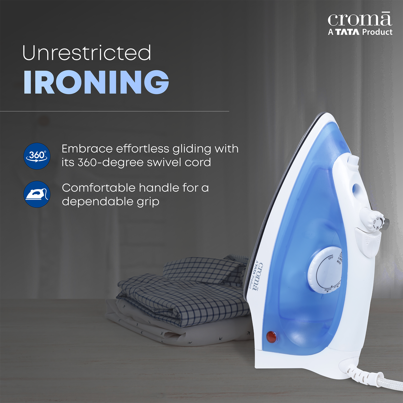 Buy Croma 1200 Watts 180ml Steam Iron (Non Stick Teflon Coating