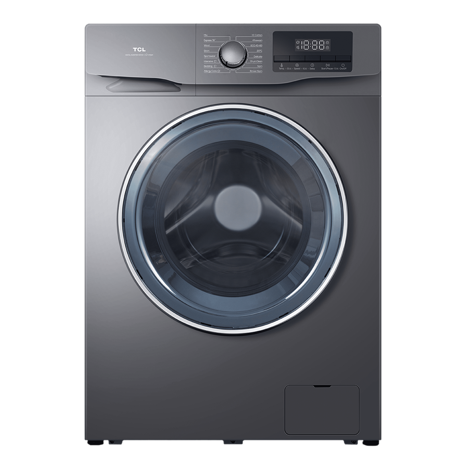 

TCL 8.5 kg 5 Star Fully Automatic Front Load Washing Machine (P061, P6085FLS, BLDC Inverter Motor, Dark Silver)