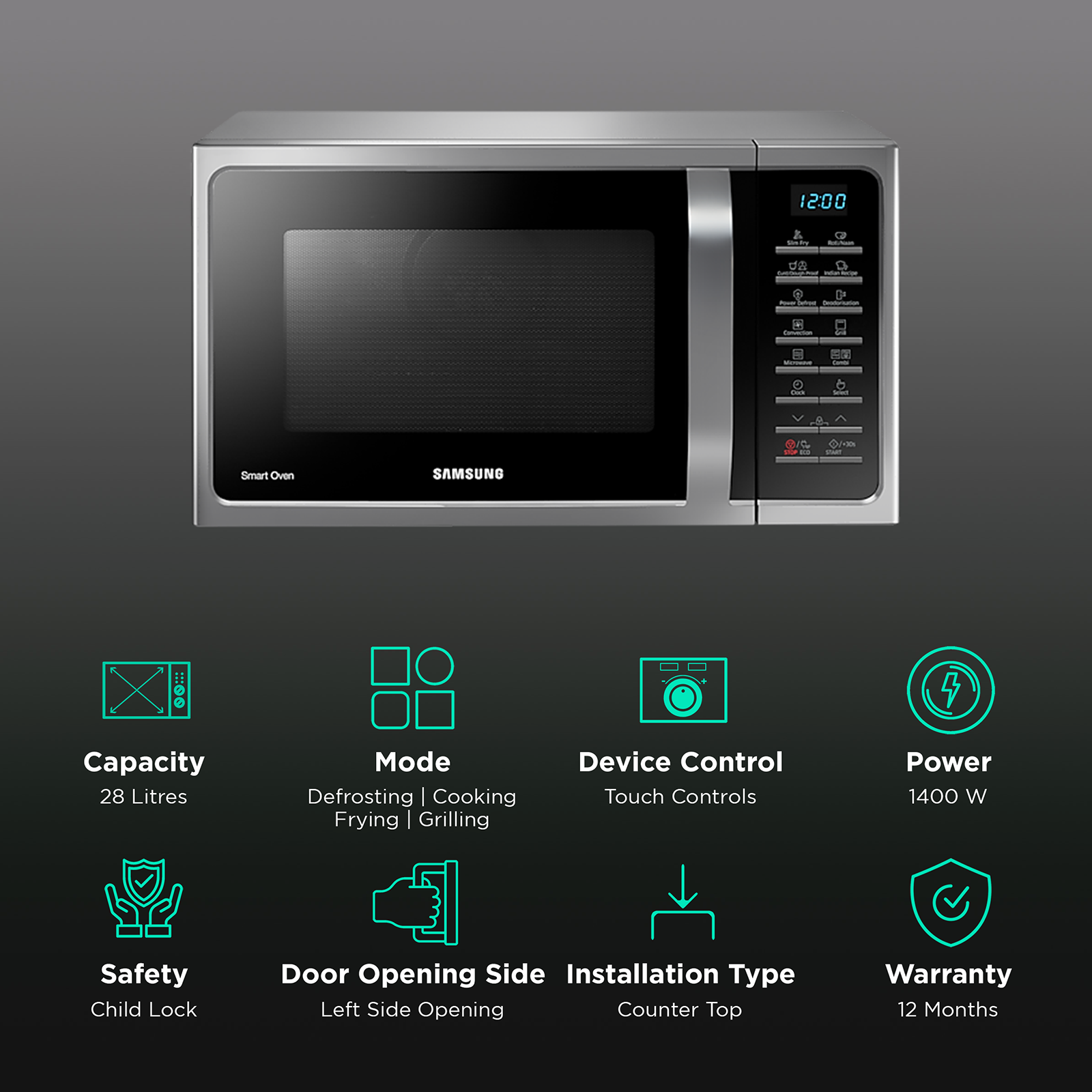Buy Samsung 28 Litre Convection Microwave Oven (MC28A5033CK/TL