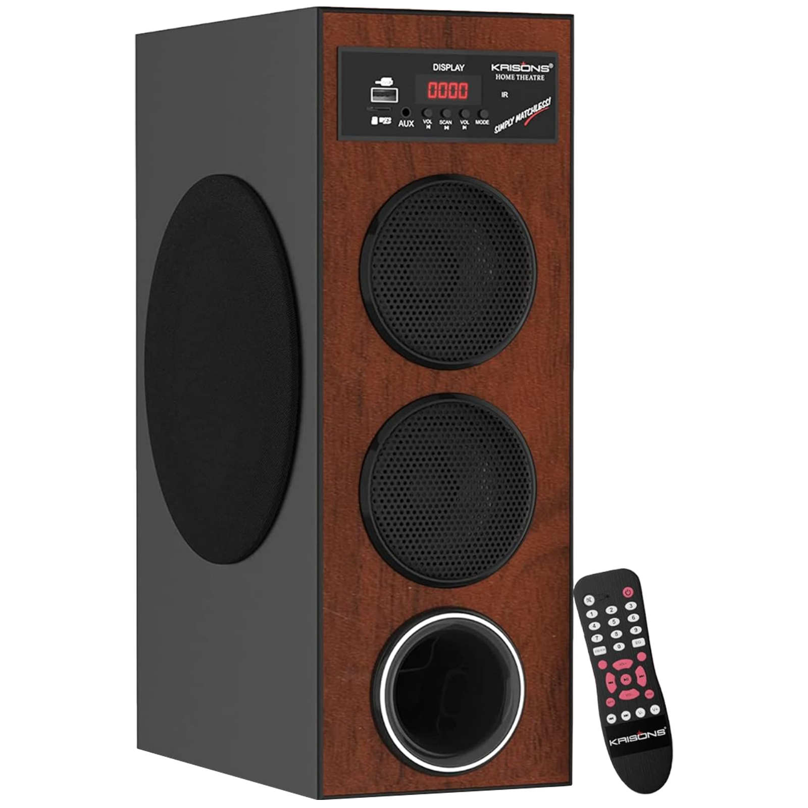 

KRISONS Thunder 80W Multimedia Speaker (Bluetooth Connectivity, 2.1 Channel, Brown and Black)