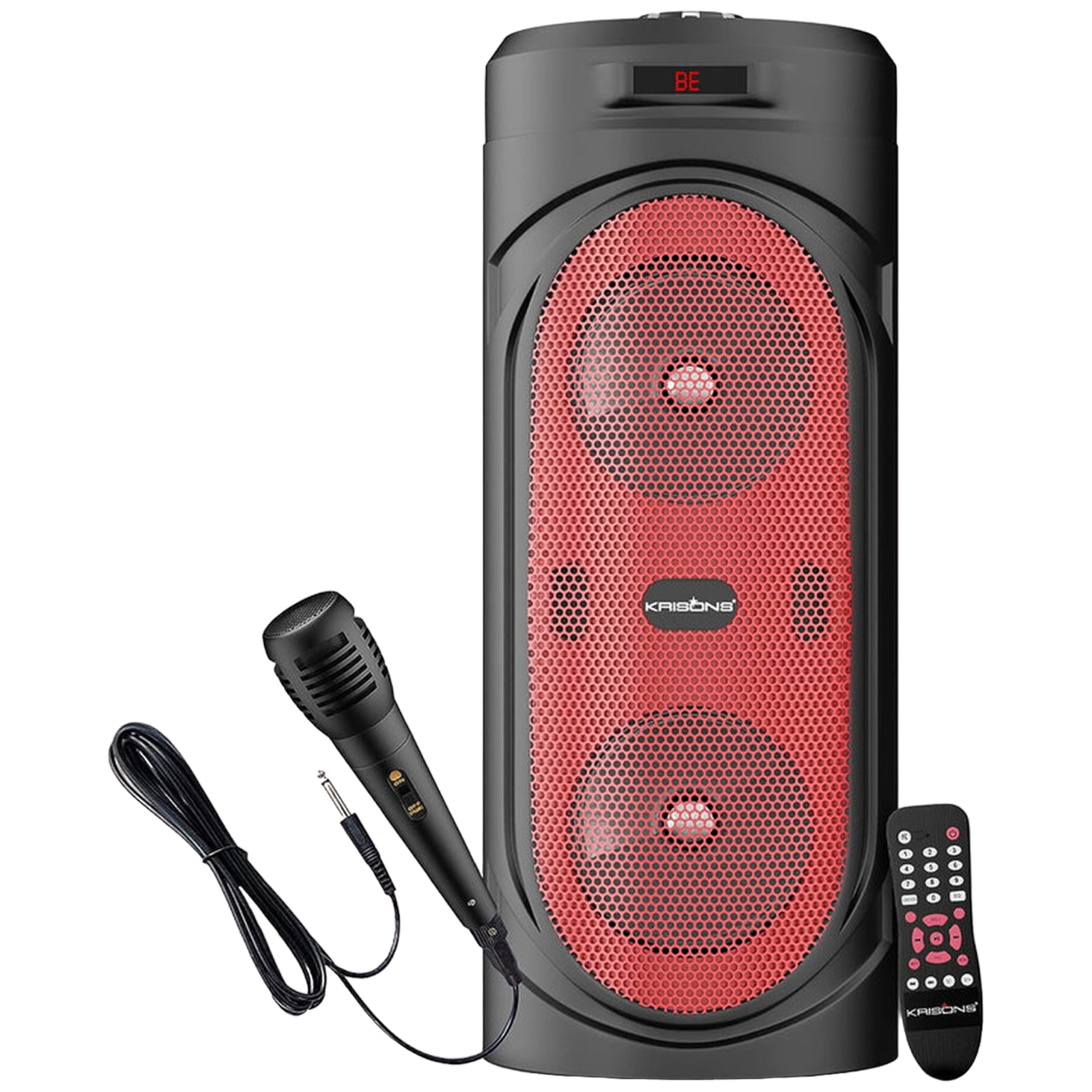 KRISONS Redstar 40W Bluetooth Party Speaker with Mic (Double 4 Woofer, 2.1 Channel, Black)