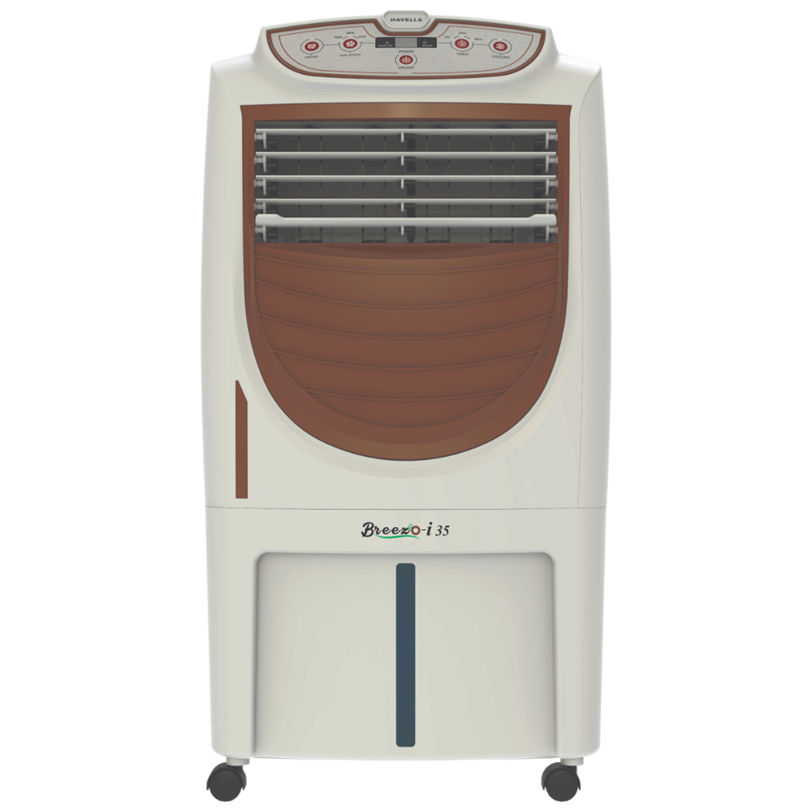 HAVELLS Breezo-i 35 Litres Personal Air Cooler with Remote & Electronic Panel (Breatheezee Technology, White & Brown)