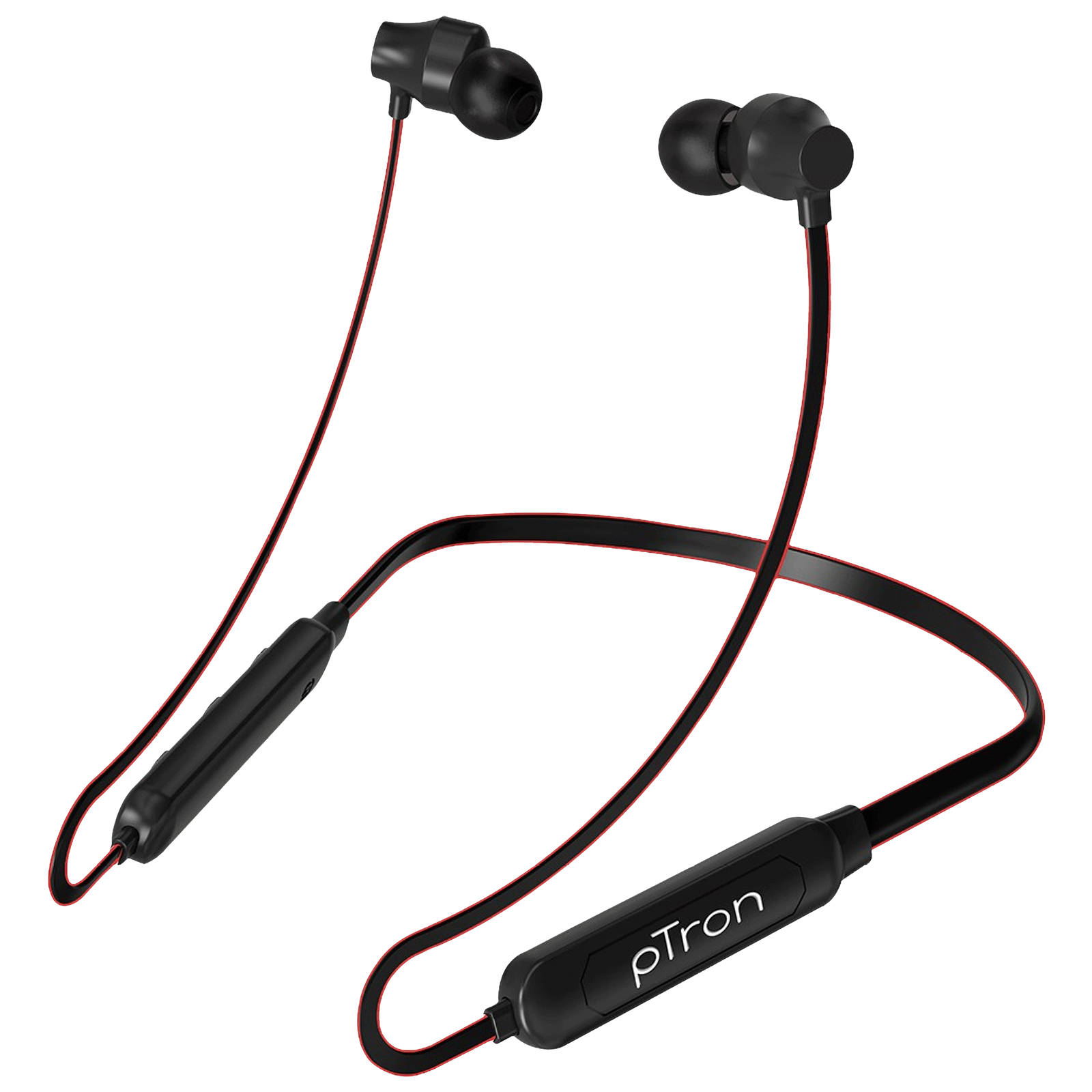 pTron InTunes Lite 140317789 Neckband with Passive Noise Cancellation (Water Resistant, 6 Hours Playtime, Black/Red)