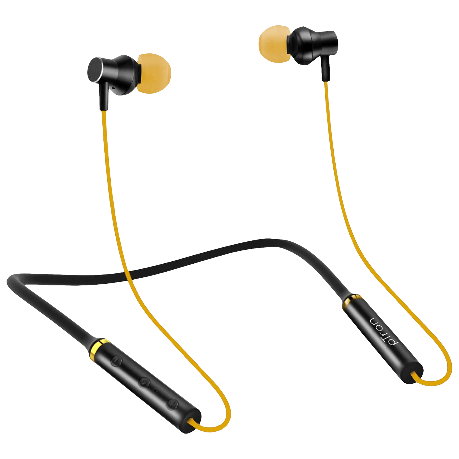pTron InTunes Beats 140317888 Neckband with Passive Noise Cancellation (Sweat & Dustproof, 6 Hours Playtime, Black & Yellow)