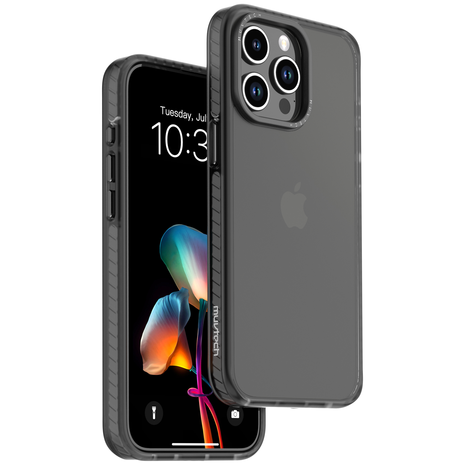 

Muvtech Oslo TPU, TPE and Polycarbonate Back Cover for iPhone 15 Pro Max (Camera Protection, Black)