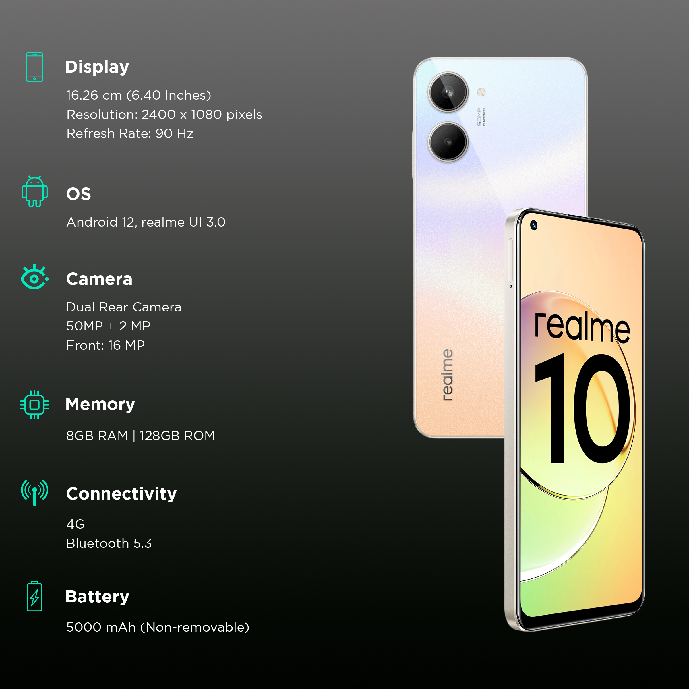 Buy Realme 10 Pro 5G (8GB RAM, 128GB, Dark Matter) Online - Croma