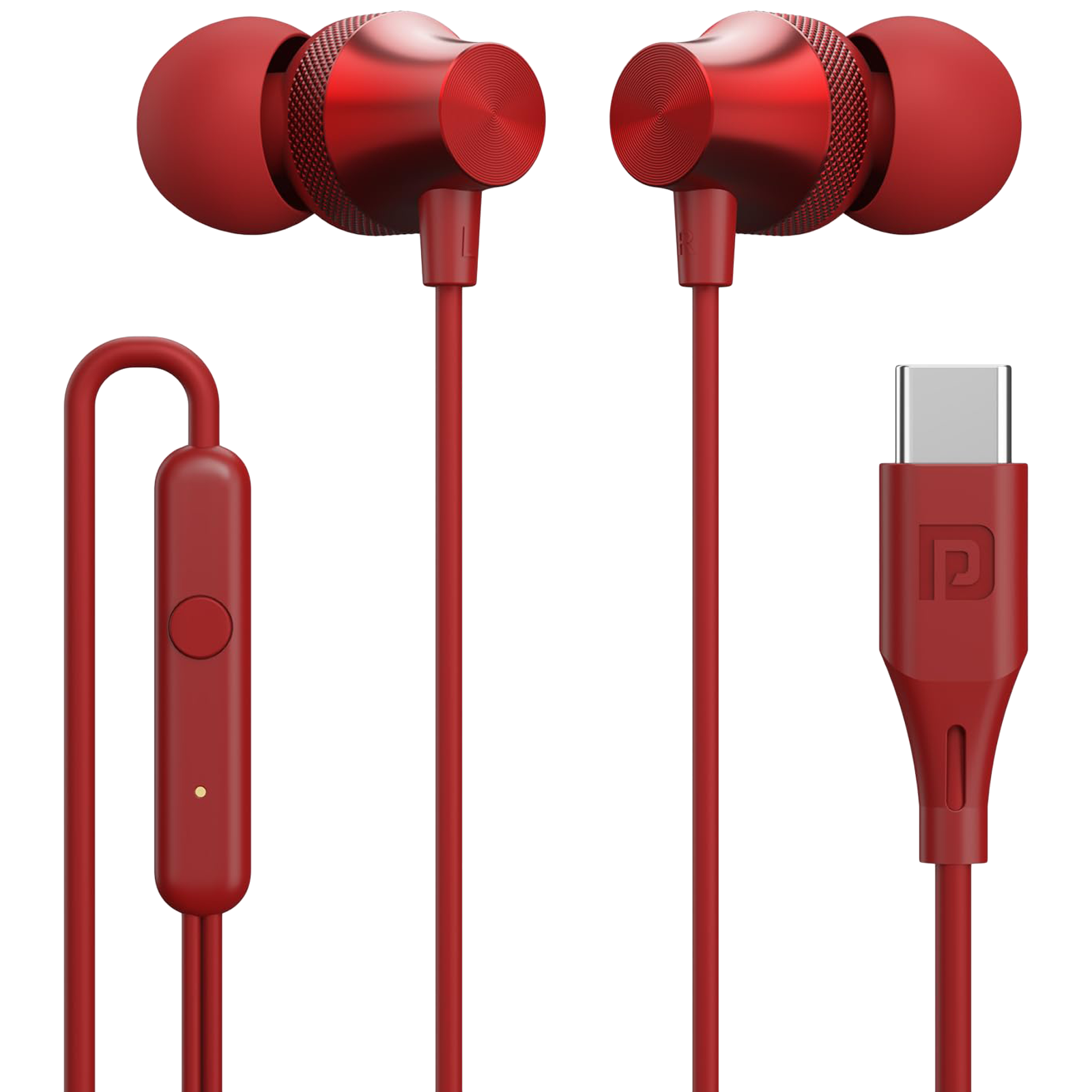 PORTRONICS Conch Beat C Wired Earphone with Mic (In Ear, Red)