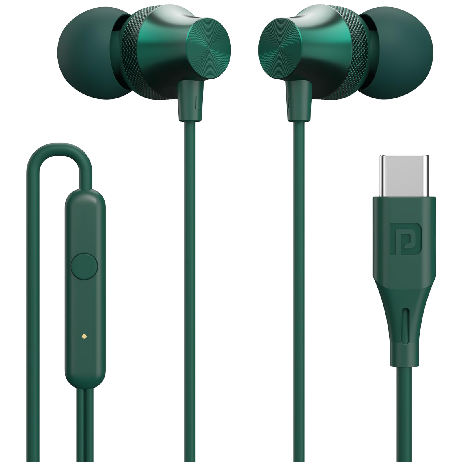 PORTRONICS Conch Beat C Wired Earphone with Mic (In Ear, Green)