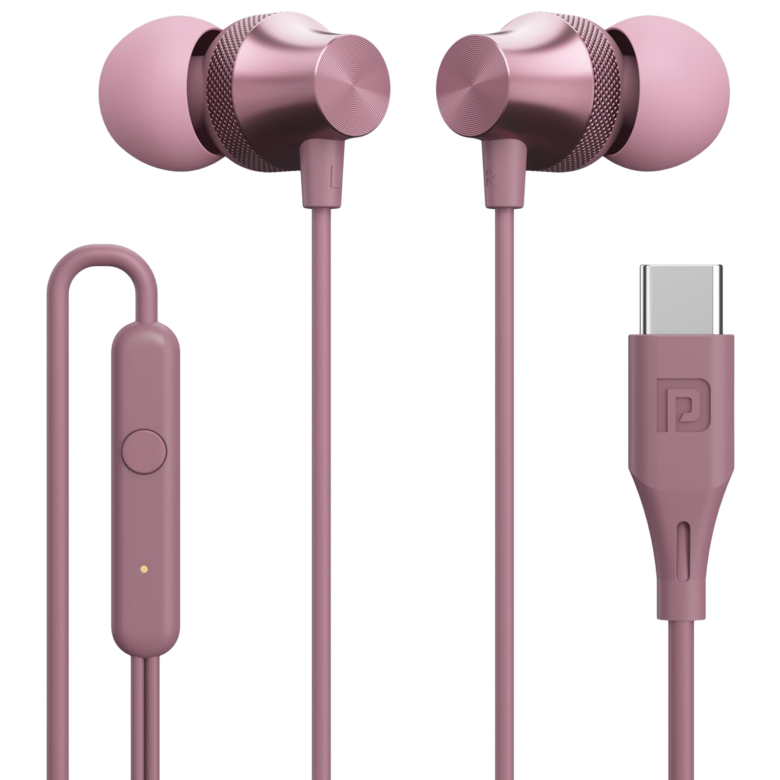 PORTRONICS Conch Beat C Wired Earphone with Mic (In Ear, Rose Gold)