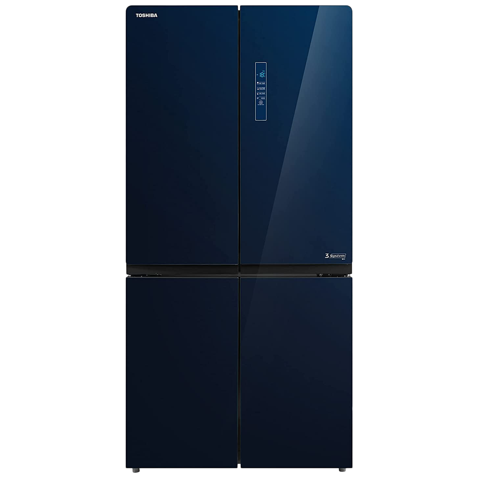 

TOSHIBA 650 Litres Frost Free French Door Convertible Refrigerator with 3 Independent Cooling Technology (GR-RF646WE-PGI, Blue Glass)
