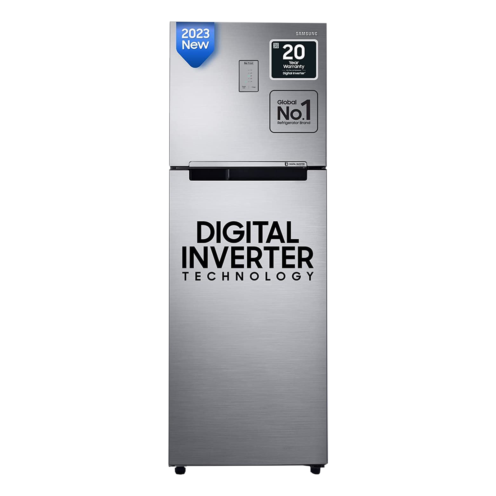 SAMSUNG 256 Litres 2 Star Frost Free Double Door Refrigerator with Toughened Glass Shelves (RT30C3442S9/HL, Refined Inox)