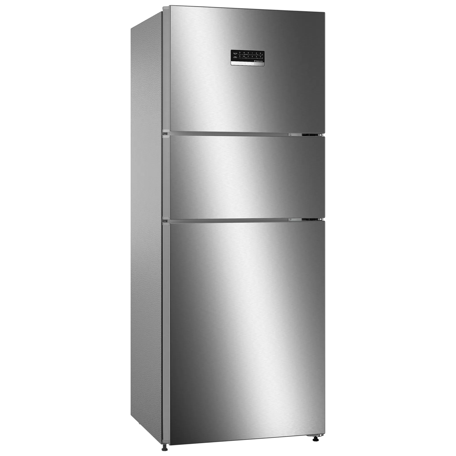 BOSCH Series 4 332 Litres Frost Free Triple Door Convertible Refrigerator with Temperature Display (CMC33K05NI, Smoky Steel)