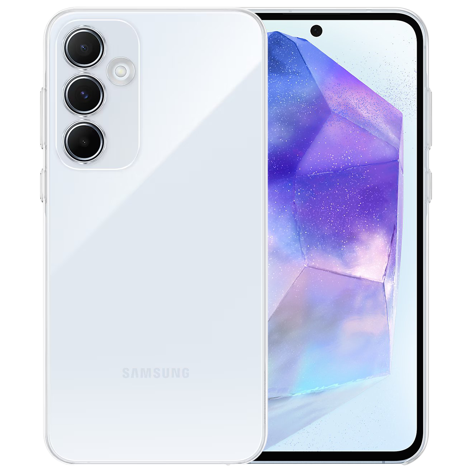 SAMSUNG Polycarbonate and Silicone Back Cover for Galaxy A55 (Crystal Clear Finish, Transparent)