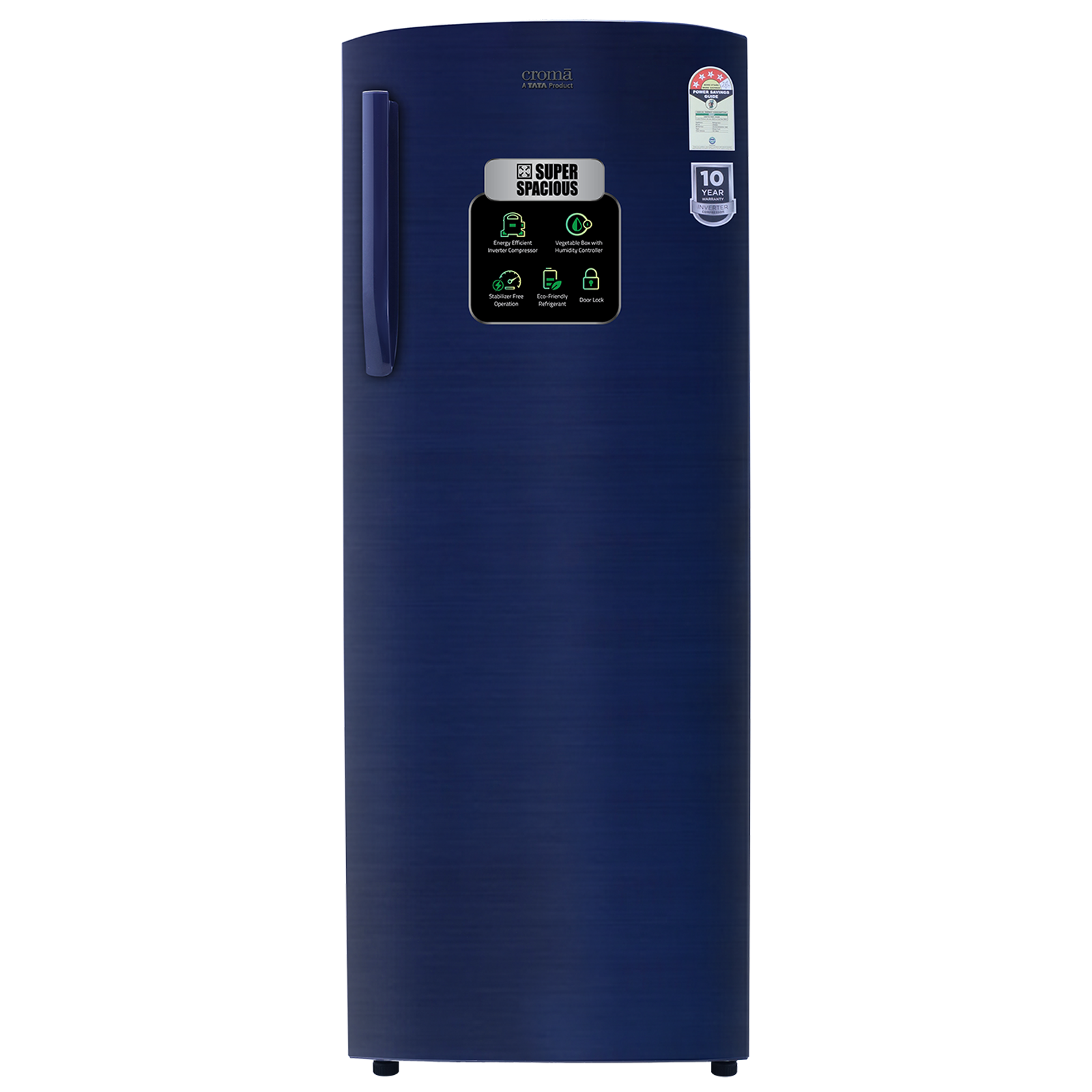 Croma 251 Litres 4 Star Direct Cool Single Door Refrigerator with Anti Fungal Gasket (CRLR251DIE302704, Blue)