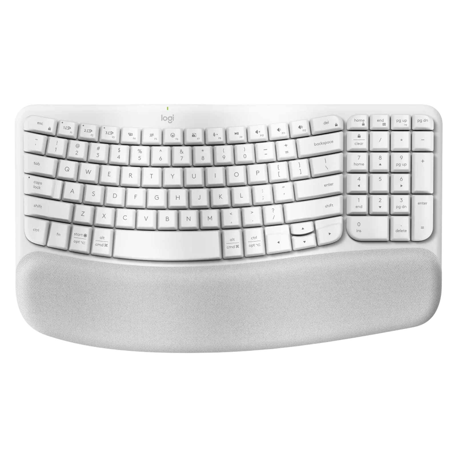 logitech Wave Keys Bluetooth Wireless Keyboard with Cushioned Palm Rest (Easy Switch Keys, Off White)