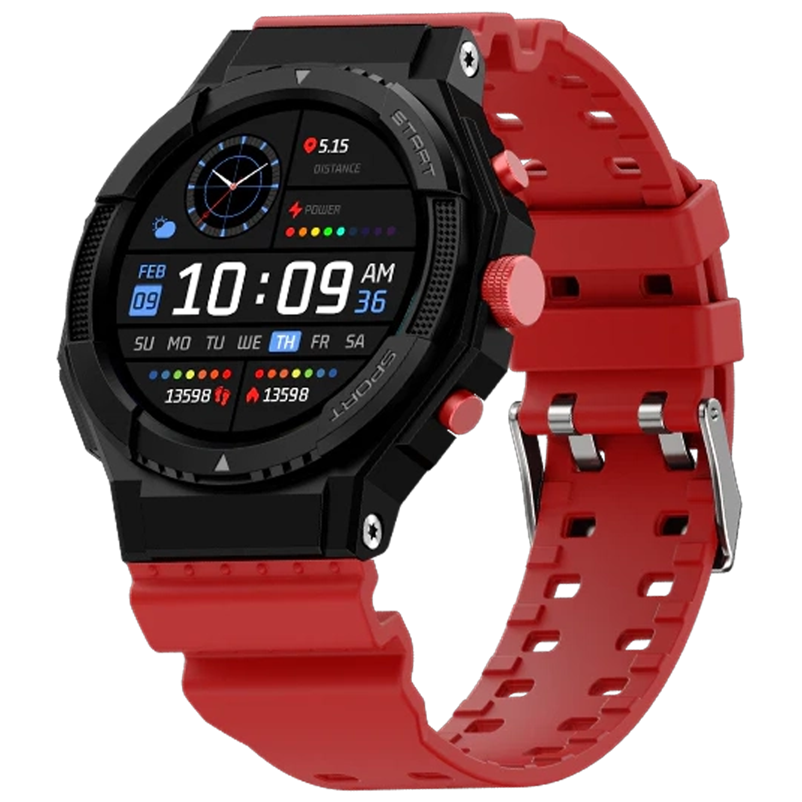 FIRE-BOLTT Quest Smartwatch with Bluetooth Calling (35.3mm HD Display, IP67 Water Resistant, Urban Red Strap)