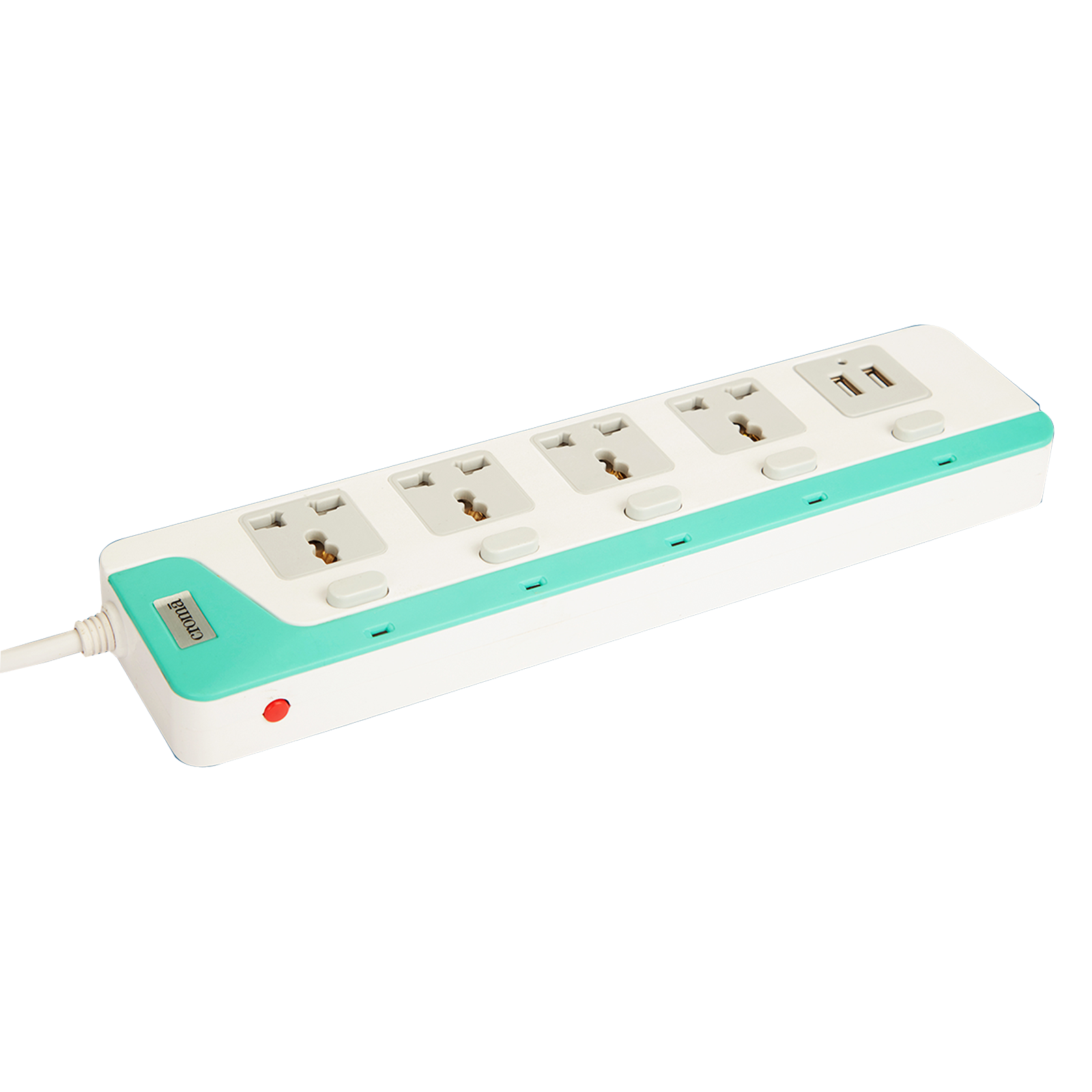 Croma 6 Amps 4 Sockets Surge Protector WIth Individual Switch (2 Meters, Child Safety Shutter, CRCP1001, Blue)
