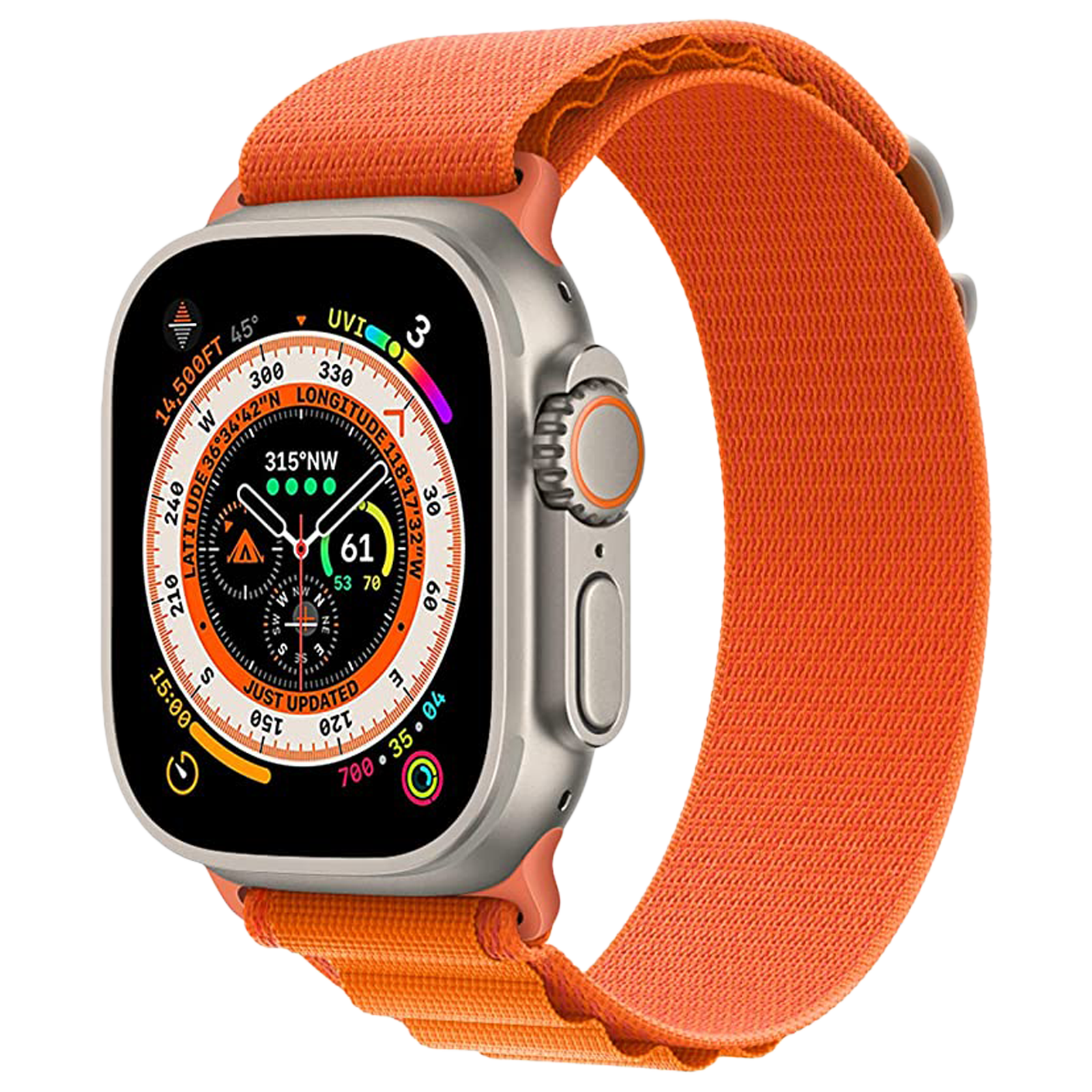 Muvtech Ace Loop Nylon Strap for Apple iWatch (42mm / 44mm / 45mm / 49mm) (Orange)