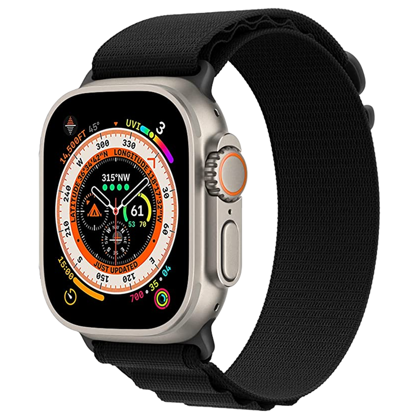 Muvtech Ace Loop Nylon Strap for Apple iWatch (42mm / 44mm / 45mm / 49mm) (Black)