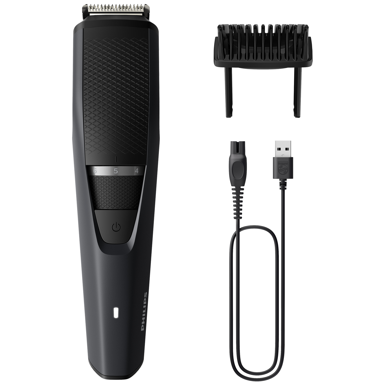 

PHILIPS BT3302/15 Rechargeable Cordless Dry Trimmer for Beard and Body with 10 Length Settings for Men (45mins Runtime, Stainless Steel Blade, Black and Grey)