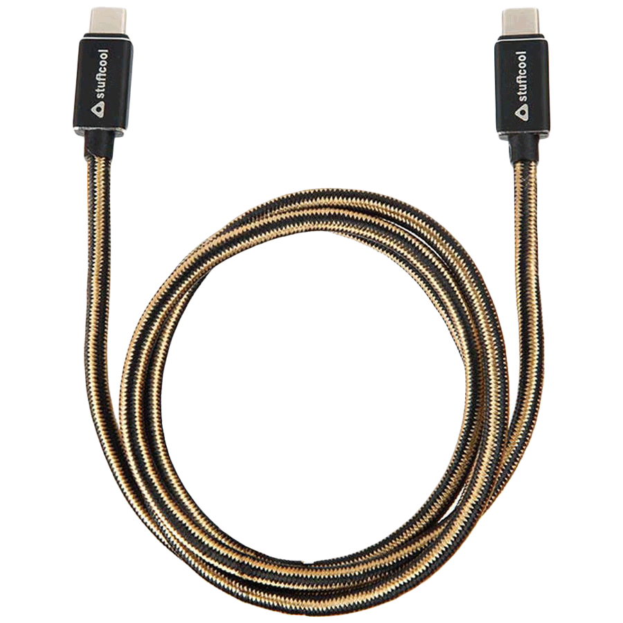 stuffcool KNIGHT-BLK Type C to Type C 3.2 Feet (1M) Cable (Colour Woven Cable, Black)