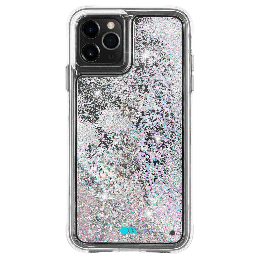 Case-Mate Waterfall Glitter Polycarbonate Back Cover for Apple iPhone 11 Pro (Wireless Charging Compatible, Iridescent Diamond)