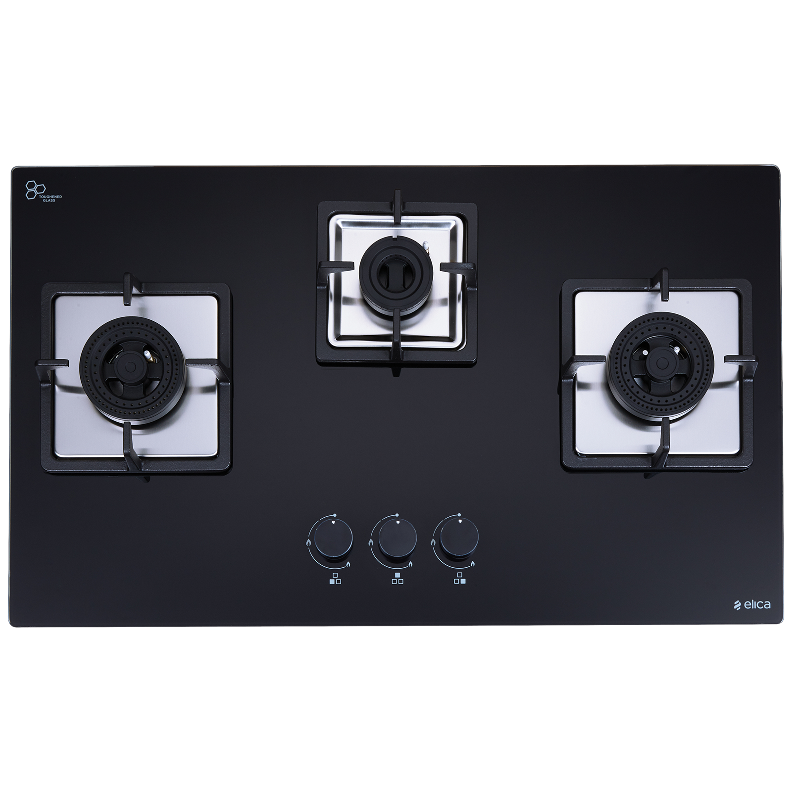 elica IND FLEXI AB DFS Series 3 Burner Automatic Hob (Battery Operated, Black)